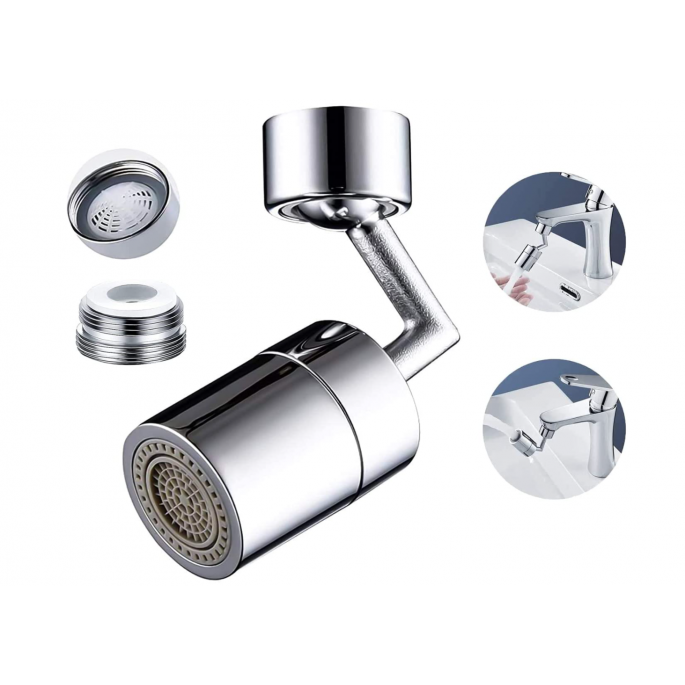 Embout filtre robinet universel - VENTEO - Argenté - Adulte - tête rotative  360° - 2 modes - Anti éclaboussure - Mousse